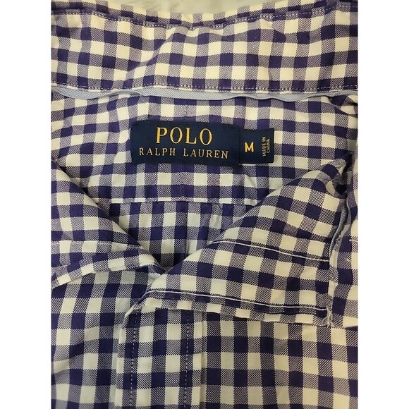 Polo Ralph Lauren Shirt Mens Medium Purple Gingham Plaid Long Sleeve Button Down - Picture 3 of 5